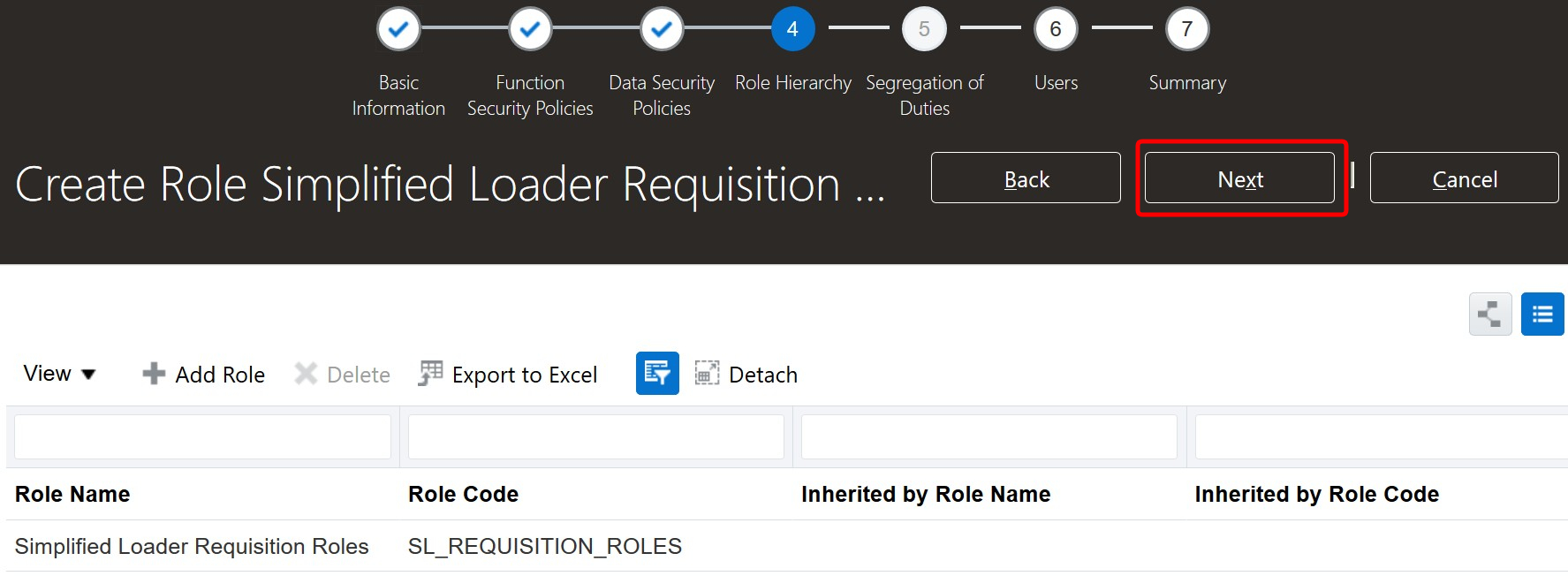 Role Hierarchy - Simplified Loader Excel for Oracle Fusion Cloud ERP